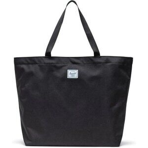 Black recycled polyester tote bag shoulder shopper bag with snap closure for wor